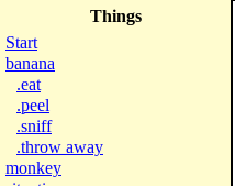 a things list contains sub-items under the banana thing: eat