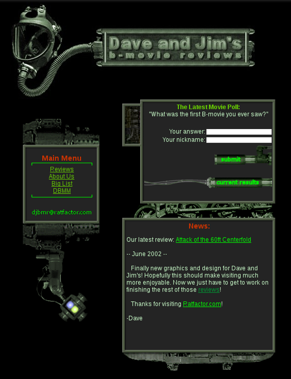 A screenshot of the main page of djbmr circa 2002